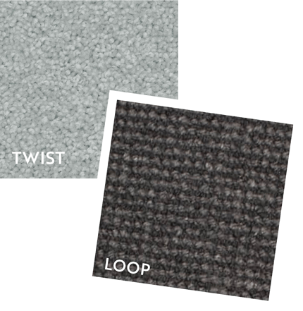twist and loop carpet samples